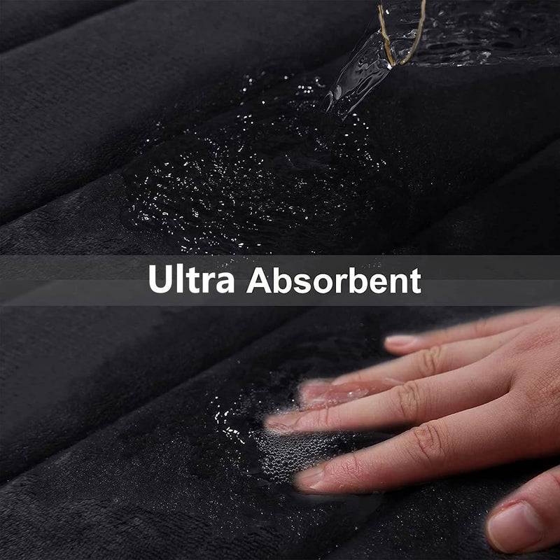 Buganda Memory Foam Bath Mat, 30" x 20", Ultra Soft and Non-Slip Bathroom Rugs, Water Absorbent and Machine Washable Bath Rug for Bathroom, Shower, and Tub, Black - Image 4